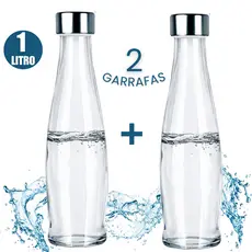 Garrafa de Vidro Agua 1L Hermetica Resistente Suco Tampa Inox Cozinha Jarra Geladeira Leite Sem Bpa