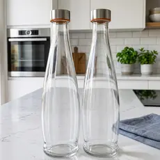 Garrafa de Vidro Agua 1L Hermetica Resistente Tampa Inox Vedação Silicone Suco Leite Geladeira