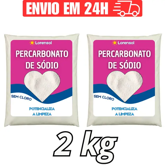 2kg Percarbonato de Sodio Puro Limpeza Profunda Alvejante Remove Manchas Roupas Clareia Sem Cloro
