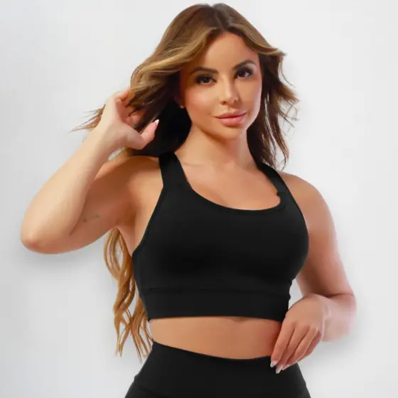 Top Feminino Fitness Liso Academia Yoga Confortável Sustentação Alta Treino Academia Corrida