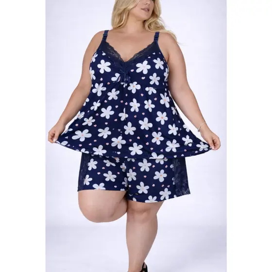 Short Doll Baby Doll Plus Size Liganete XGG Estampado Feminino Dormir Conforto