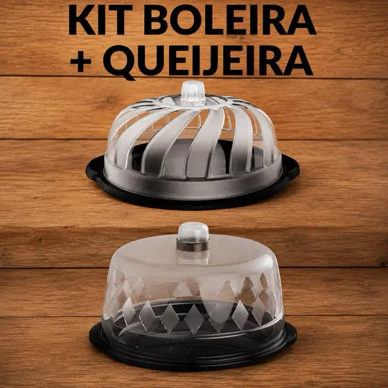 KIT BOLEIRA + QUEIJEIRA COM TAMPA TRANSPARENTE PORTA BOLO PORTA QUEIJO PREMIUM