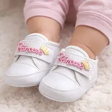 Tênis de Ponta Velcro Menina Com Aplicação Emborrachado Linha Baby