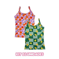 Kit 2 blusas Feminina regata de alça fina Estampadas Infantil Juvenil Meninas