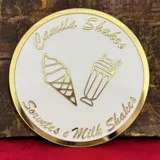 Letreiro/Placa Redondo em Acrílico Espelhado com Sua Logo – Personalizada