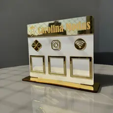 Placa de Pix Instagram e Wif-fi, Display para Mesa/Balcão QRCode Com Logos Personalizadas
