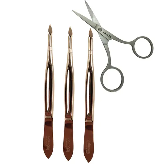 Kit 3 Pinça Ponta Triangular Solingen Design Sobrancelha + Tesourinha