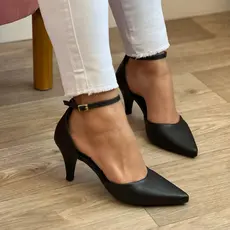 Scarpin Preto Sandália Feminino Salto Baixo Fino Confortável