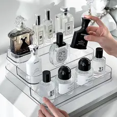 Expositor de Perfumes Cosméticos 3 Andares Multiuso Organizador Prateleira Diamante Acrílico Porta Maquiagem Beleza