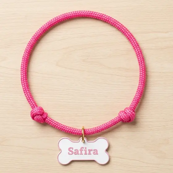Colar pet ajustável com placa de identificação e nome - Varias Cores e tamanhos - Cães e Gatos