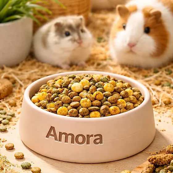 Comedouro Personalizado com Nome para Roedores – Porquinho‑da‑Índia, Hamster e coelhos