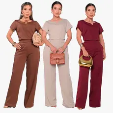 conjunto feminino alfaiataria calça mas blusa  confortavel e elegante pra dia dia