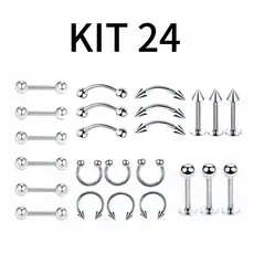 24pçs Piercing de aço cirúrgico sobrancelhas nipple nariz lingua brinco corpo piercing joias