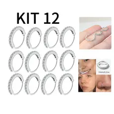 Kit 12 Unidades Piercing ,aba nasal De Orelha De Tragus Com Argola De Cartilagem 8mm Snug Rook