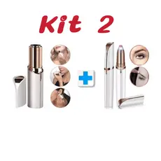 Kit Portatil Depilador Caneta Sobrancelha E Depilador Batom Buço Removedor e Aparador de Pelos Portátil Recarregável USB