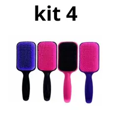 kit 4 Escovas De Cabelo Raquete Almofadada Imperio Life