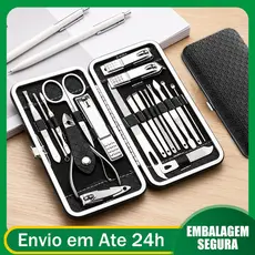 Kit 19 Cortador De Unha Manicure Portatil Estojo Pinca Tesoura