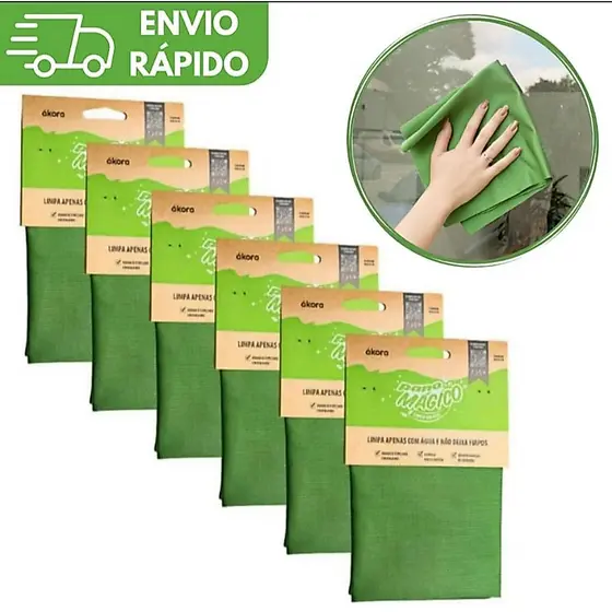 KIT Limpa Vidro Pano Mágico Ákora Original Poliamida e Poliéster Microfibra