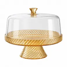 Boleira Alta Ou Petisqueira Mesa Posta Para Bolos Tortas e Petiscos Linha Twist - Âmbar
