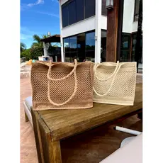 Bolsa De Palha Grande Verão De Ombro