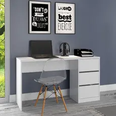 Escrivaninha Para Escritório 3 Gavetas Branco Fosco Atualle