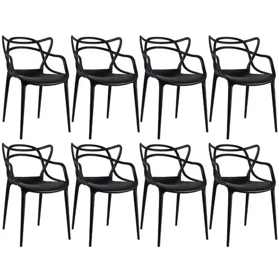 Kit com 8 Cadeiras Masters Allegra Preta