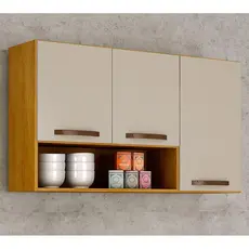 Armário Aéreo Cozinha 3 Portas Maísa Cinamomo-off White