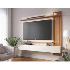 Painel Para Tv Home Suspenso Ambiente Juriti 1.8 Off White Matte Freijó - Colibri