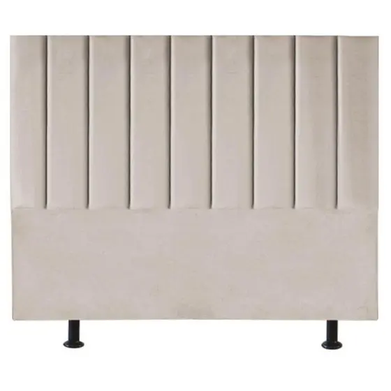 Cabeceira Estofada Cama Box King 195 cm Paolla Suede Cor Bege