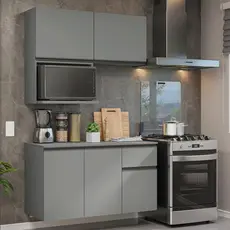 Armário De Cozinha Compacta 120 Cm Suspensa Cinza Nice Madesa 06
