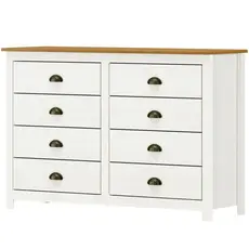 Comoda 8 Gavetas Madeira Maciça 125 Cm 9102 Branco Freijo Milani Store