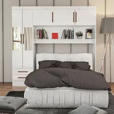 Guarda Roupa Modulado Paris 5 Portas Com Espelho E 2 Gavetas Branco