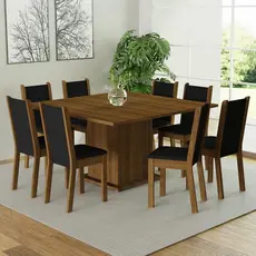 Sala Jantar Mesa Madeira 8 Cadeiras Rustic Preto