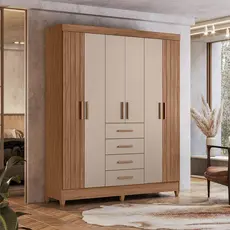 Guarda Roupa Solteiro Ambiente Aruba 6 Portas Carvalho Fendi Moval