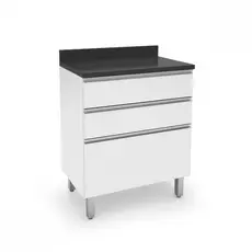 Balcão de 3 Gavetas Top Class Branco com Tampo Preto Batrol