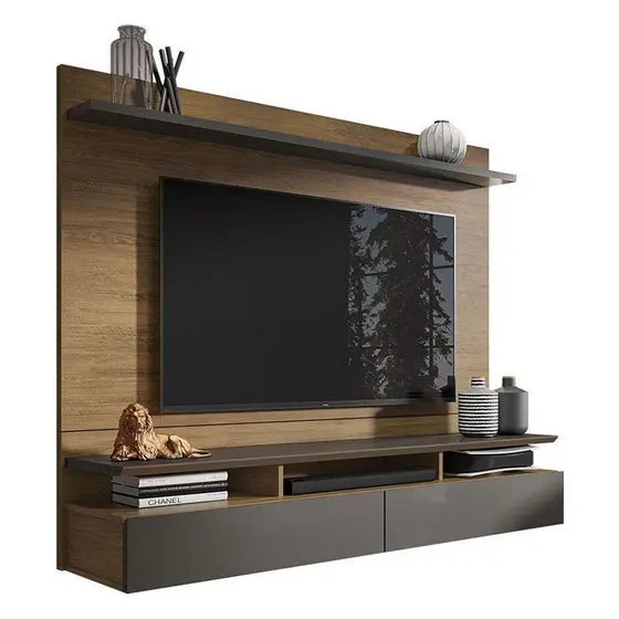 Painel Para Tv Home Suspenso Noruega Freijó Grafite Perolizado - Móveis Leão