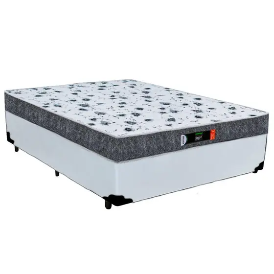Cama Box Casal + Colchão Ortopédico Resistente Pró D28 Colchões 138x188x60 Branco