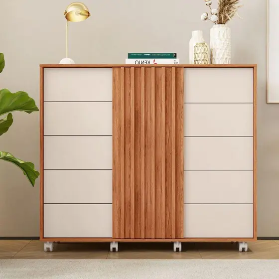 Comoda Caemun Pegasus 2 Portas 5 Gavetas Freijo Off White