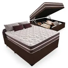 Cama Box Baú Casal + Colchão De Molas Classic Superlastic 138x188x64 Marrom