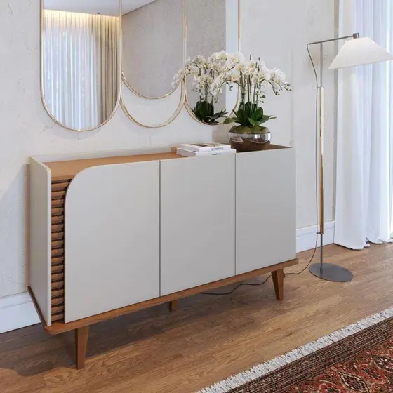 Aparador Buffet Jurerê Off White Matte Freijó - Colibri