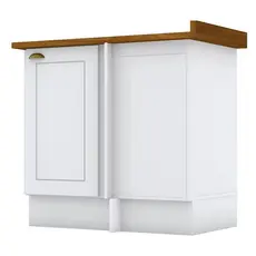 Balcão Canto Reto 1 Porta Americana Branco Com Tampo Nature - Henn