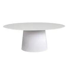 Mesa De Jantar Cone Oval 180x100 Cm Laqueada Cor Branco