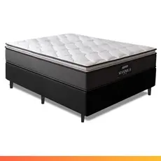 Cama Box King Gazin Molas Ensacadas 193x203x66cm Cinza/P&B