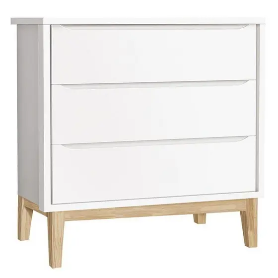 Cômoda Gaveteiro Infantil New Classic Branco Madeira Natural - Reller