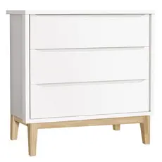 Cômoda Gaveteiro Infantil New Classic Branco Madeira Natural - Reller