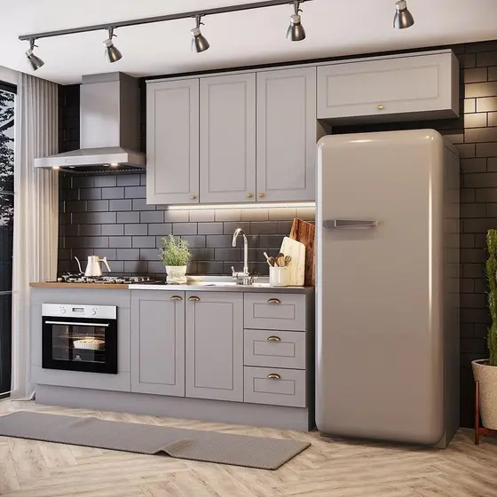 Cozinha 4 Peças Com Módulo De Forno De Embutir Amy Casa 812 Cinza