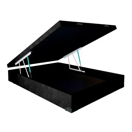 Cama Box Baú Casal Suede Preto 42x138x188