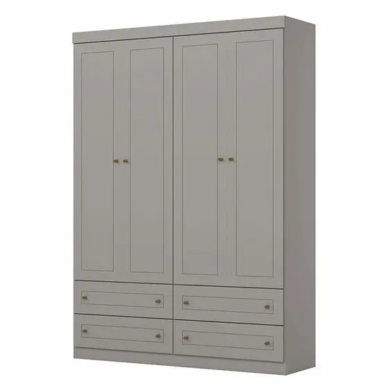 Guarda Roupa Infantil Mississipi 4 Portas Cinza - Henn
