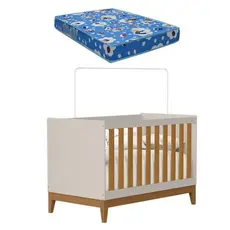 Berço Americano Flip Areia Acetinado Savana Com Colchão Ortobom - Reller