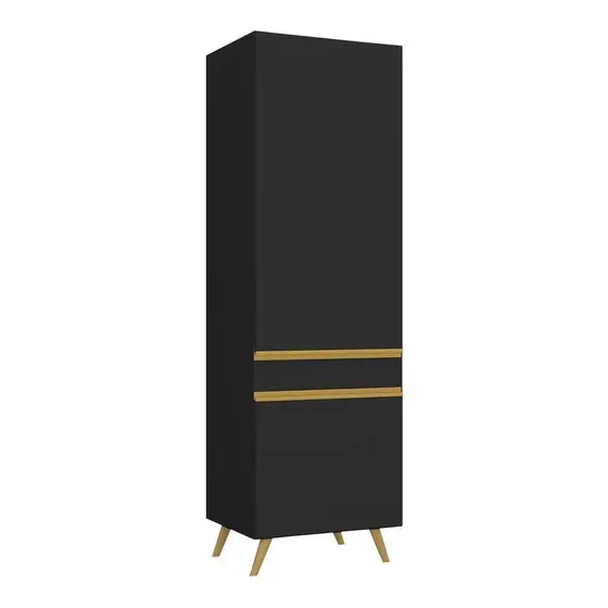 Paneleiro 2 Portas 62cm Veneza Multimóveis V3739 Preto/dourado Preto/dourado